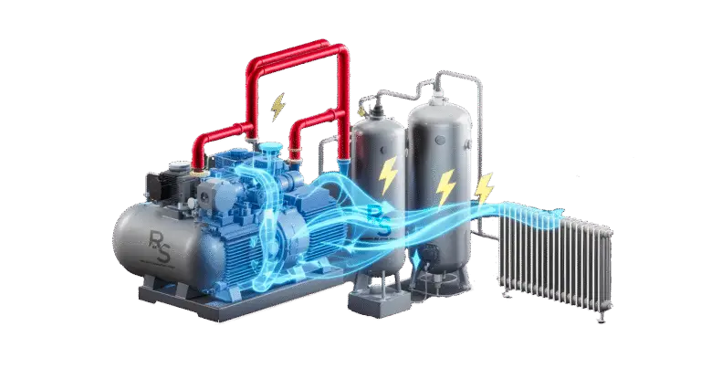 Système-de-récupération-de-chaleur-sur-un-compresseur-air