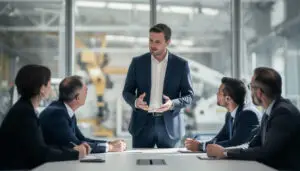 sébastien martin discute avec les filières industrielles de l'avancement du plan d’électrification lors d'une rencontre le mardi 14 avril 2026.